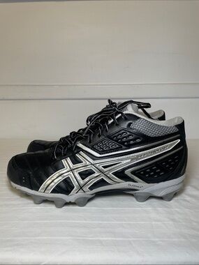 ASICS GEL-Provost Mid lacrosse baseball high top cleats black/silver men’s 10.5